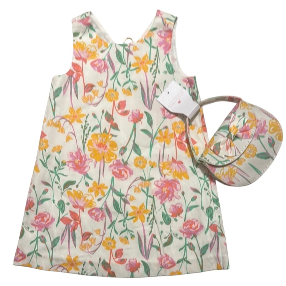 NWT LULU RAIN Floral Dress with Matching Bag - Size 3 T